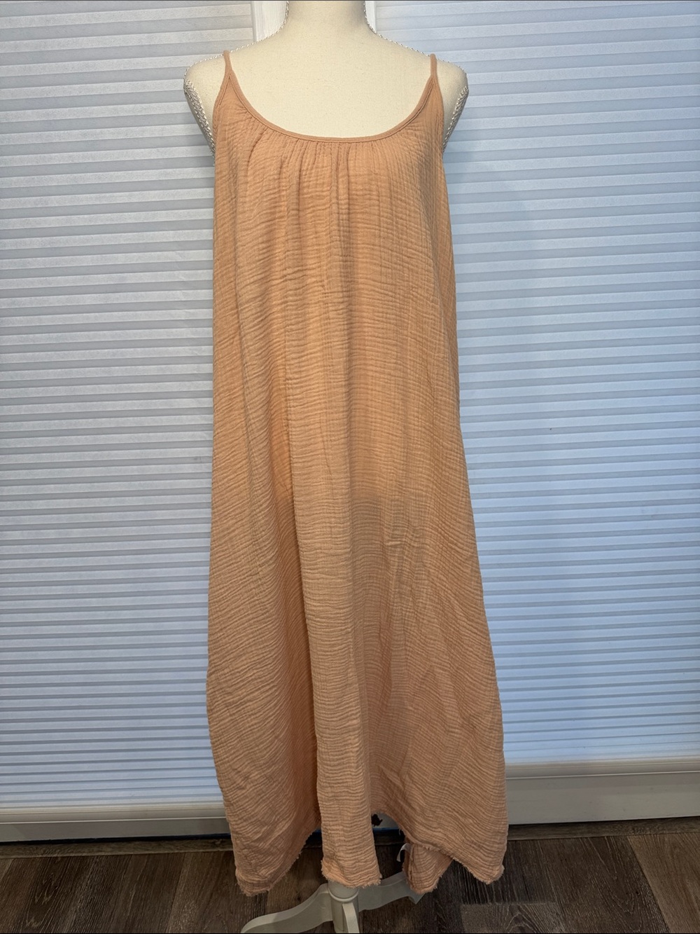 Lightweight Peach Maxi Slip Dress with Spaghetti Straps MK1318